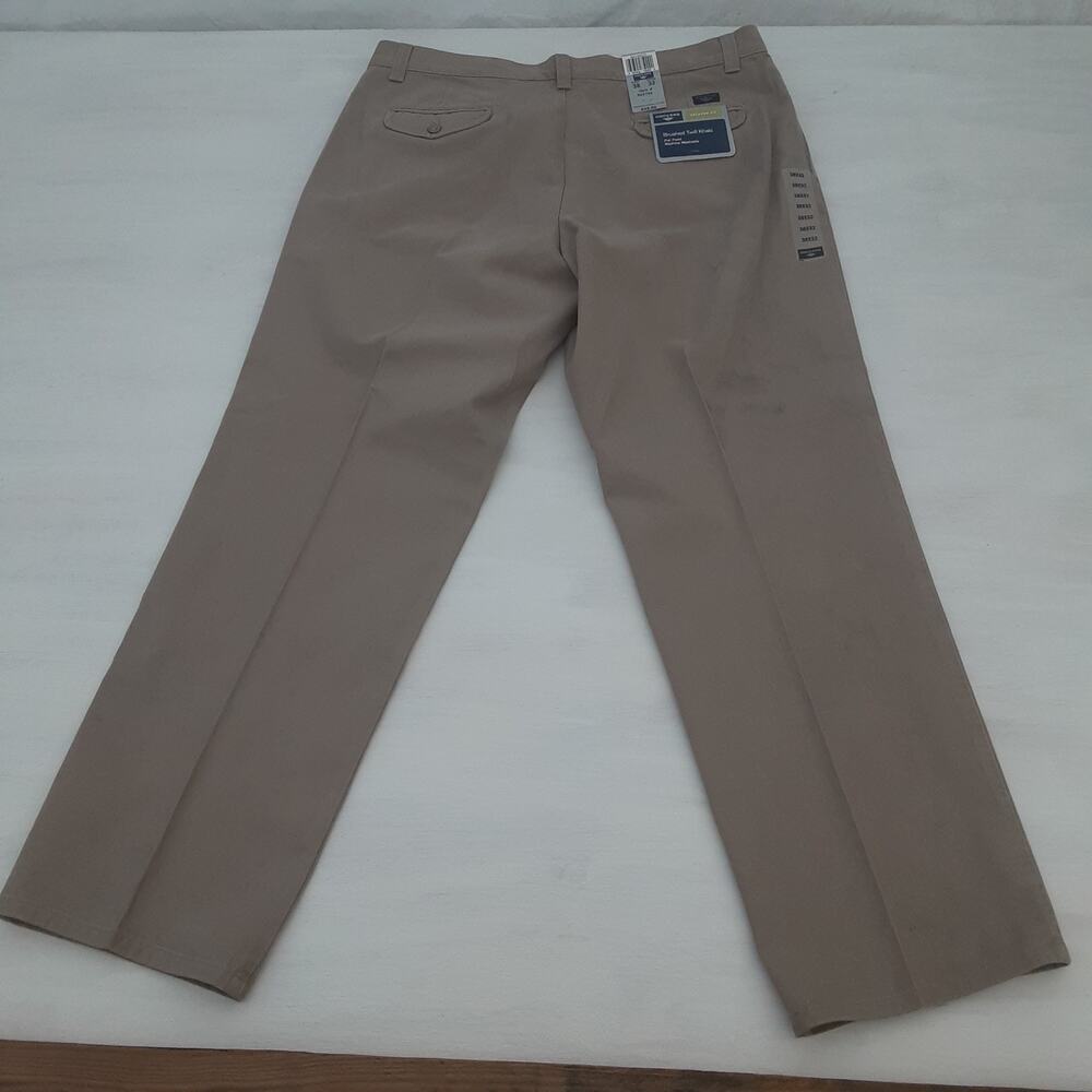 Dockers Pant Washed Chino Khaki Tan Flat Front Size 38x32 Cotton Relaxed Fit